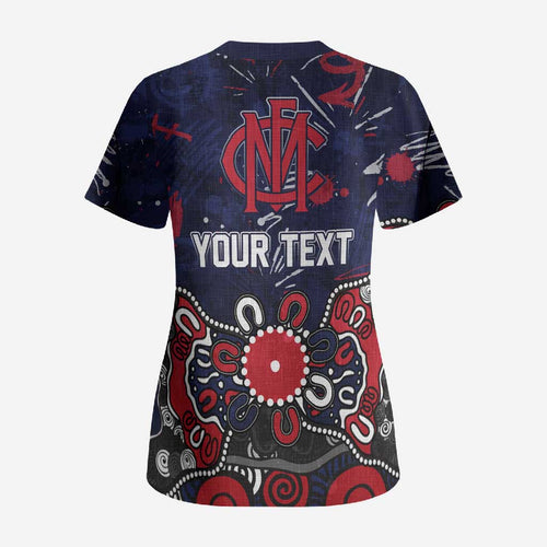 Personalized Melbourne Demons Scrub Top Aboriginal Dot Painting Graffiti Style