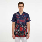 Personalized Melbourne Demons Scrub Top Aboriginal Dot Painting Graffiti Style
