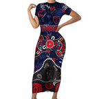 Personalized Melbourne Demons Short Sleeve Bodycon Dress Aboriginal Dot Painting Graffiti Style