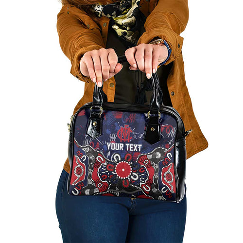 Personalized Melbourne Demons Shoulder Handbag Aboriginal Dot Painting Graffiti Style