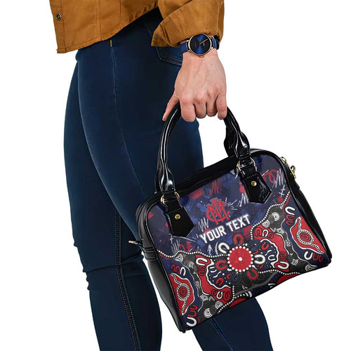 Personalized Melbourne Demons Shoulder Handbag Aboriginal Dot Painting Graffiti Style