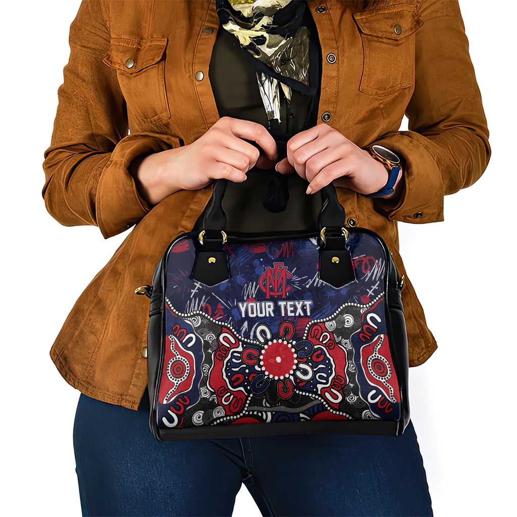 Personalized Melbourne Demons Shoulder Handbag Aboriginal Dot Painting Graffiti Style