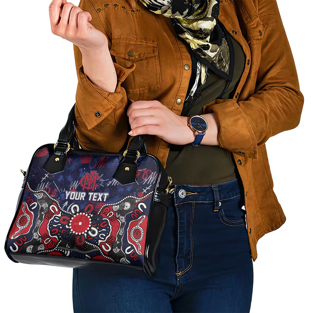 Personalized Melbourne Demons Shoulder Handbag Aboriginal Dot Painting Graffiti Style