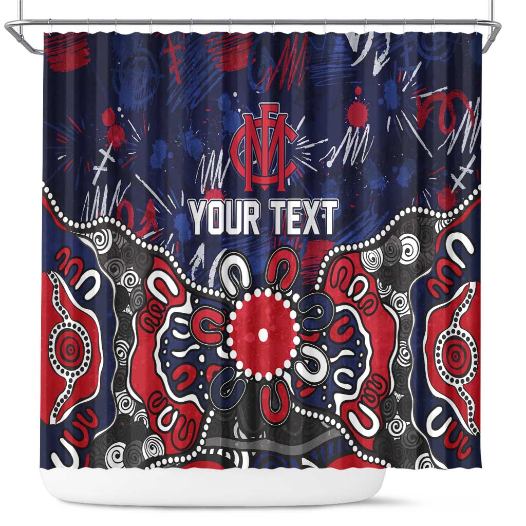 Personalized Melbourne Demons Shower Curtain Aboriginal Dot Painting Graffiti Style