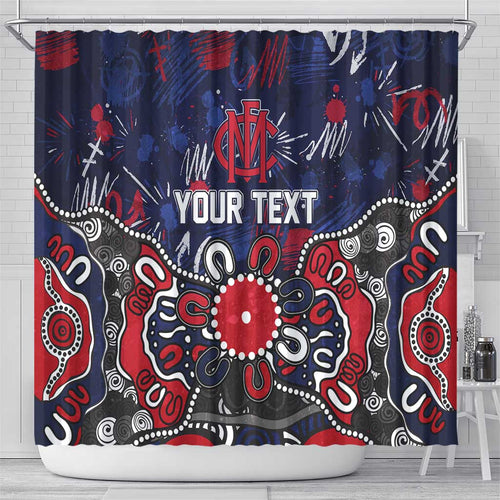 Personalized Melbourne Demons Shower Curtain Aboriginal Dot Painting Graffiti Style