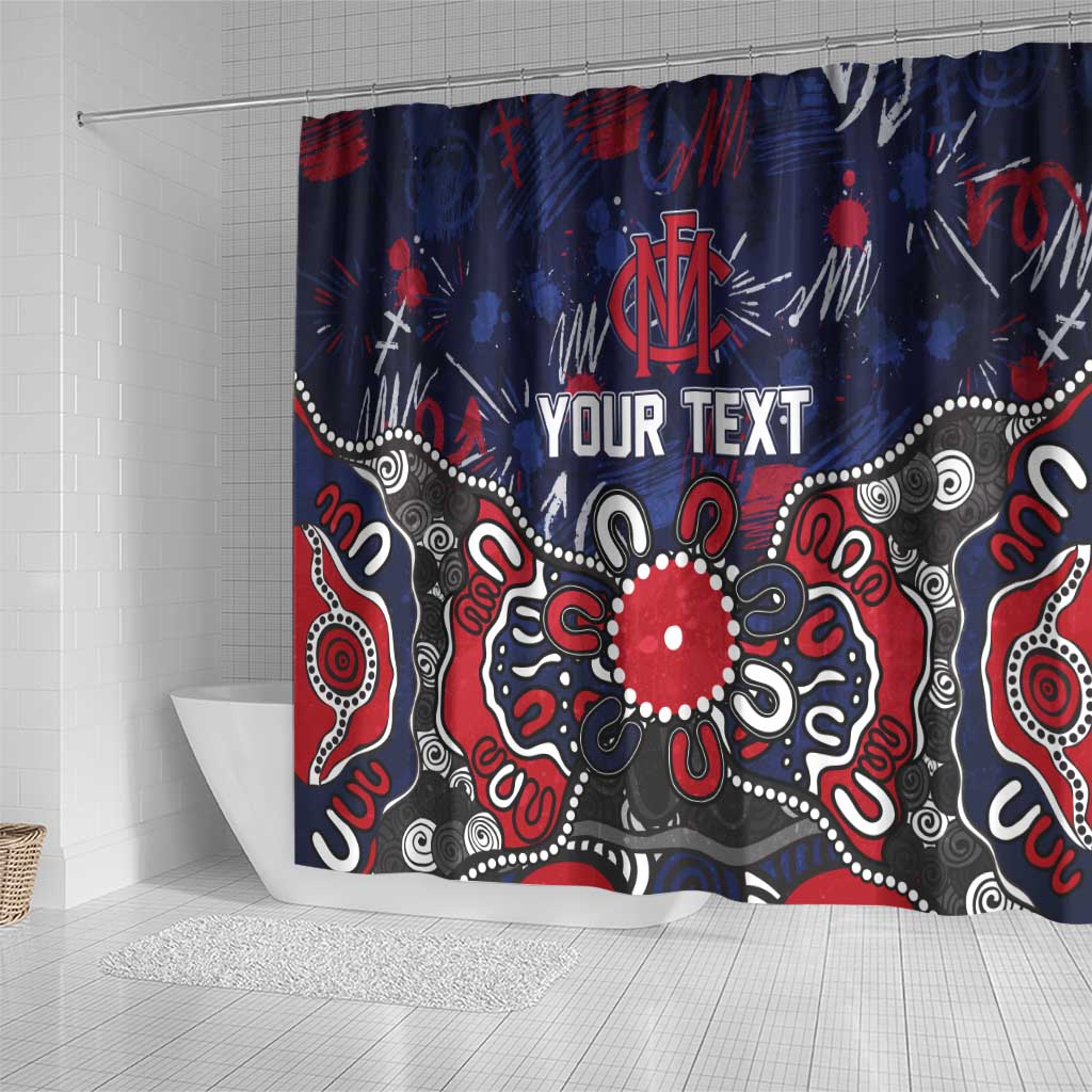 Personalized Melbourne Demons Shower Curtain Aboriginal Dot Painting Graffiti Style