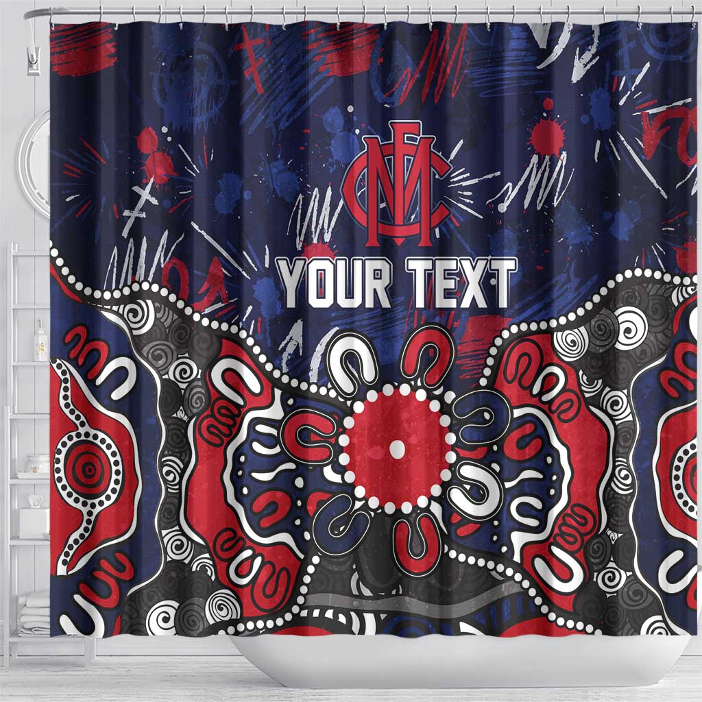 Personalized Melbourne Demons Shower Curtain Aboriginal Dot Painting Graffiti Style