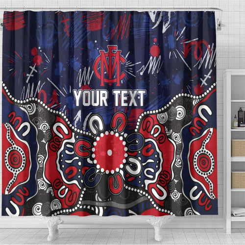 Personalized Melbourne Demons Shower Curtain Aboriginal Dot Painting Graffiti Style