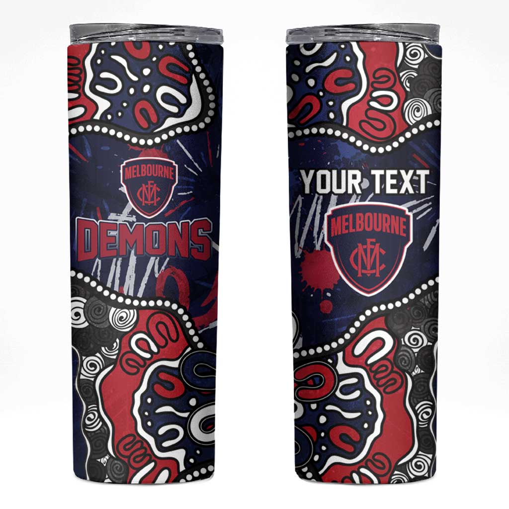 Personalized Melbourne Demons Skinny Tumbler Aboriginal Dot Painting Graffiti Style
