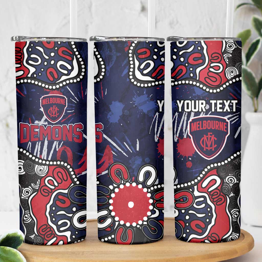 Personalized Melbourne Demons Skinny Tumbler Aboriginal Dot Painting Graffiti Style