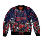 Personalized Melbourne Demons Sleeve Zip Bomber Jacket Aboriginal Dot Painting Graffiti Style