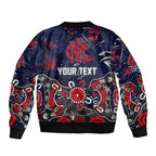 Personalized Melbourne Demons Sleeve Zip Bomber Jacket Aboriginal Dot Painting Graffiti Style