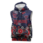 Personalized Melbourne Demons Sleeveless Hoodie Aboriginal Dot Painting Graffiti Style