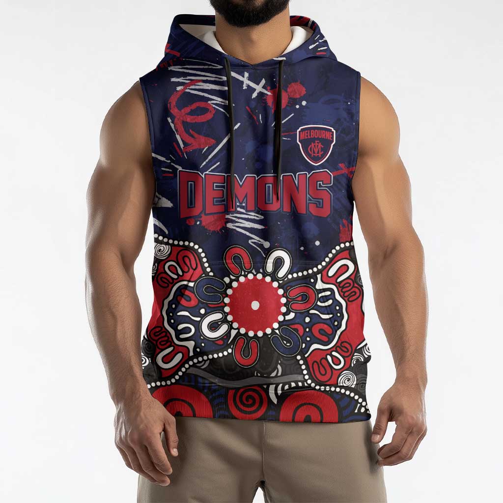 Personalized Melbourne Demons Sleeveless Hoodie Aboriginal Dot Painting Graffiti Style