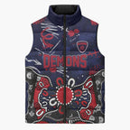 Personalized Melbourne Demons Sleeveless Puffer Jacket Aboriginal Dot Painting Graffiti Style