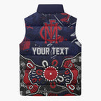 Personalized Melbourne Demons Sleeveless Puffer Jacket Aboriginal Dot Painting Graffiti Style