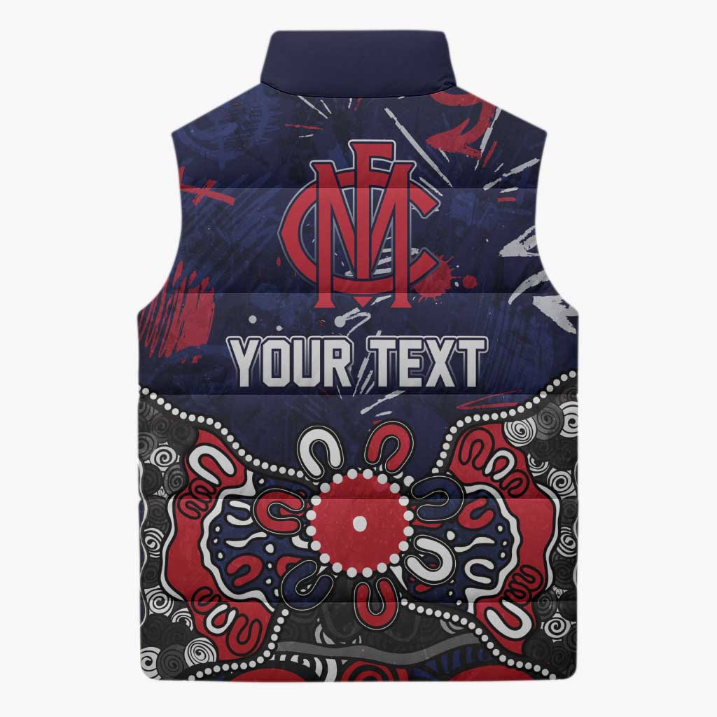 Personalized Melbourne Demons Sleeveless Puffer Jacket Aboriginal Dot Painting Graffiti Style