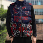Personalized Melbourne Demons Sleeveless Puffer Jacket Aboriginal Dot Painting Graffiti Style