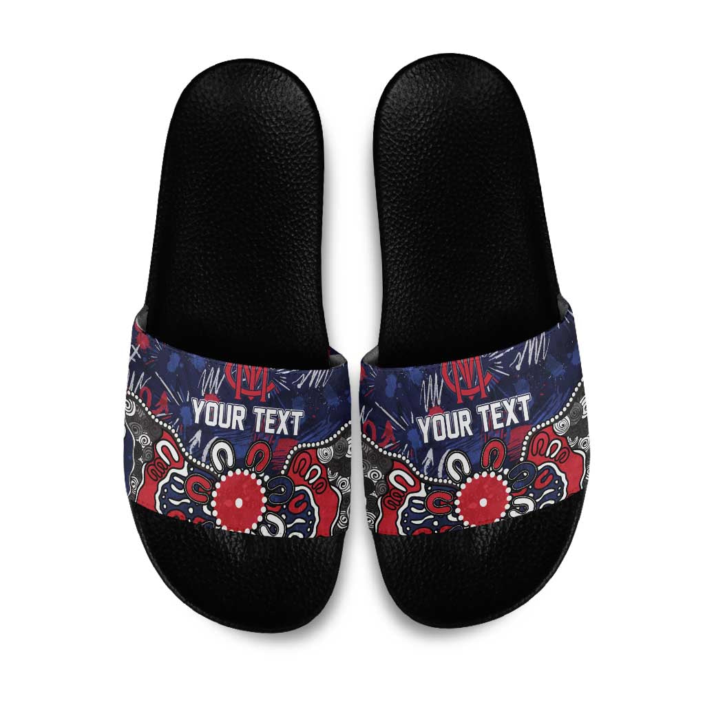 Personalized Melbourne Demons Slide Sandals Aboriginal Dot Painting Graffiti Style