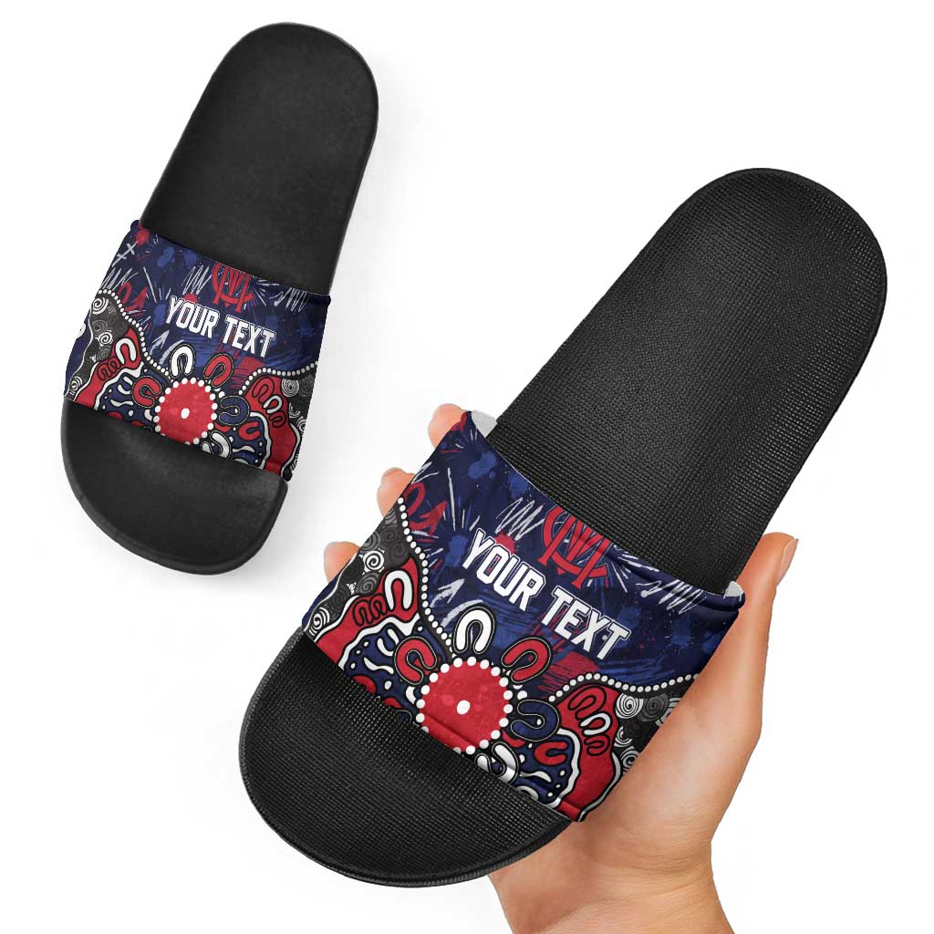 Personalized Melbourne Demons Slide Sandals Aboriginal Dot Painting Graffiti Style