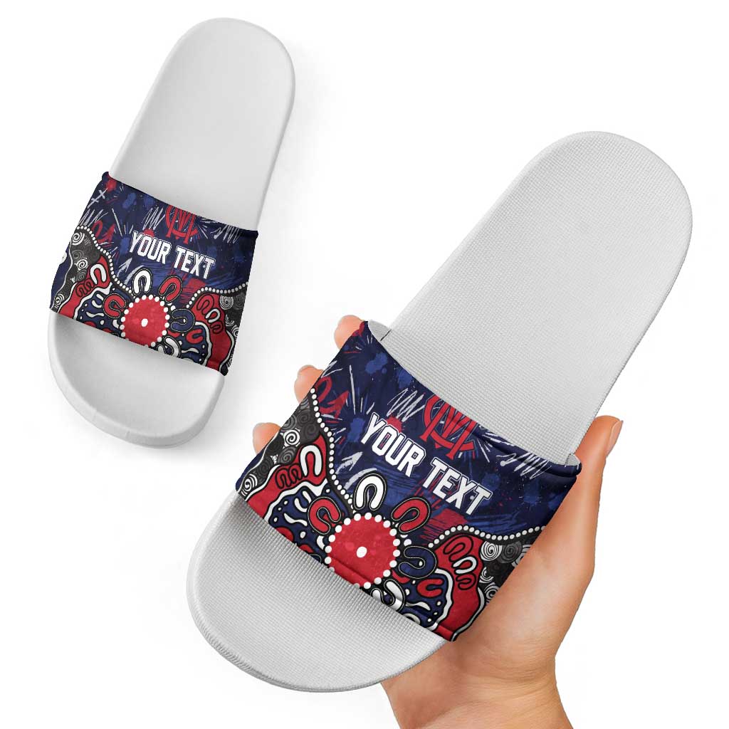 Personalized Melbourne Demons Slide Sandals Aboriginal Dot Painting Graffiti Style