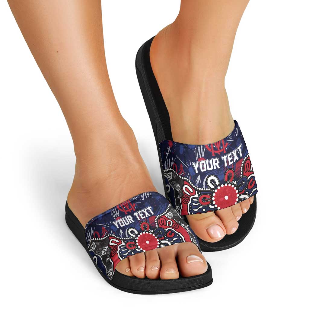 Personalized Melbourne Demons Slide Sandals Aboriginal Dot Painting Graffiti Style