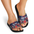 Personalized Melbourne Demons Slide Sandals Aboriginal Dot Painting Graffiti Style