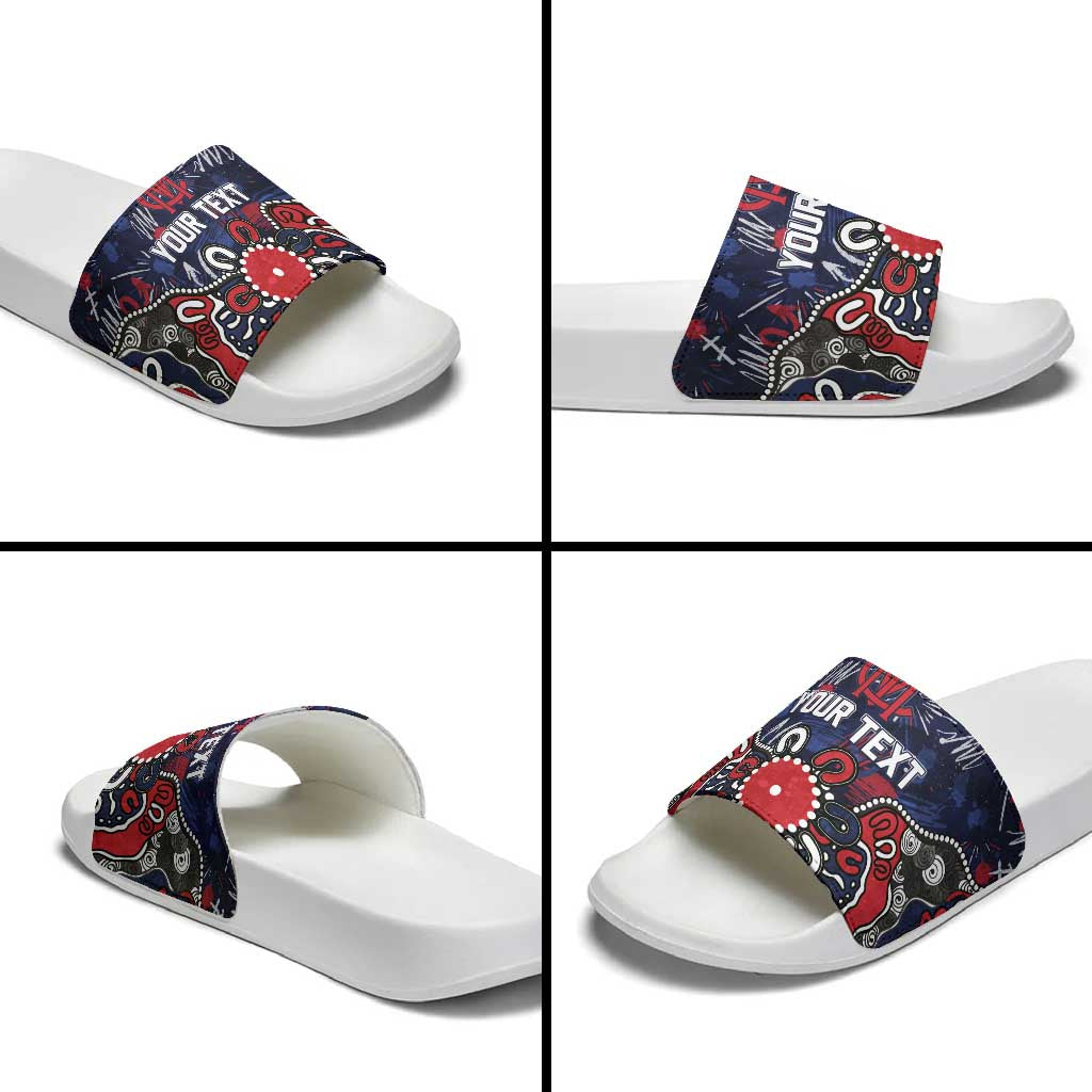 Personalized Melbourne Demons Slide Sandals Aboriginal Dot Painting Graffiti Style