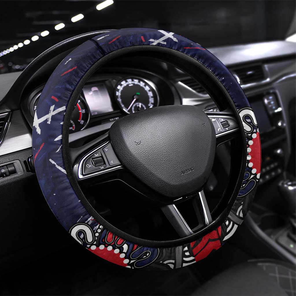 Melbourne Demons Steering Wheel Cover Aboriginal Dot Painting Graffiti Style