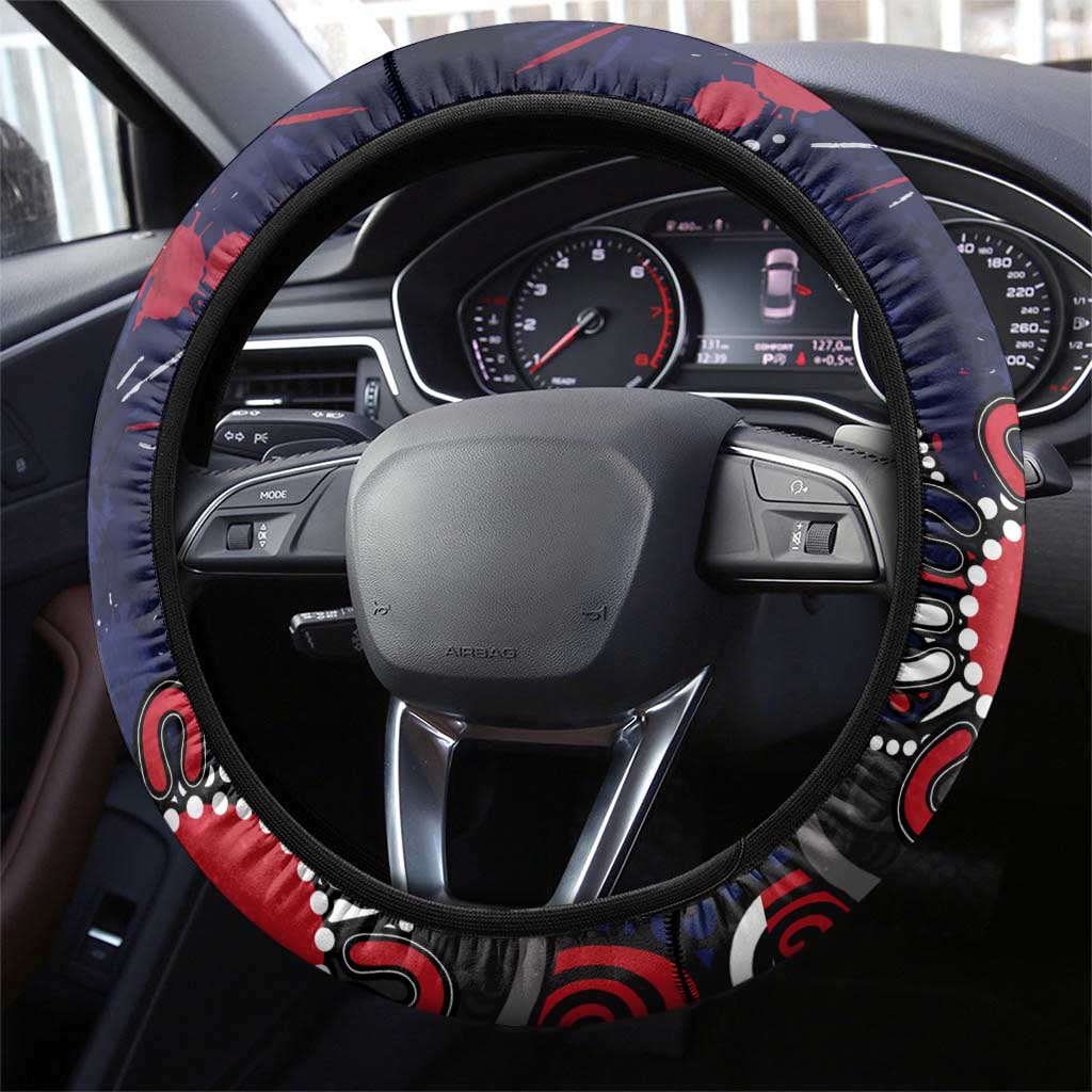 Melbourne Demons Steering Wheel Cover Aboriginal Dot Painting Graffiti Style