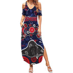 Personalized Melbourne Demons Summer Maxi Dress Aboriginal Dot Painting Graffiti Style
