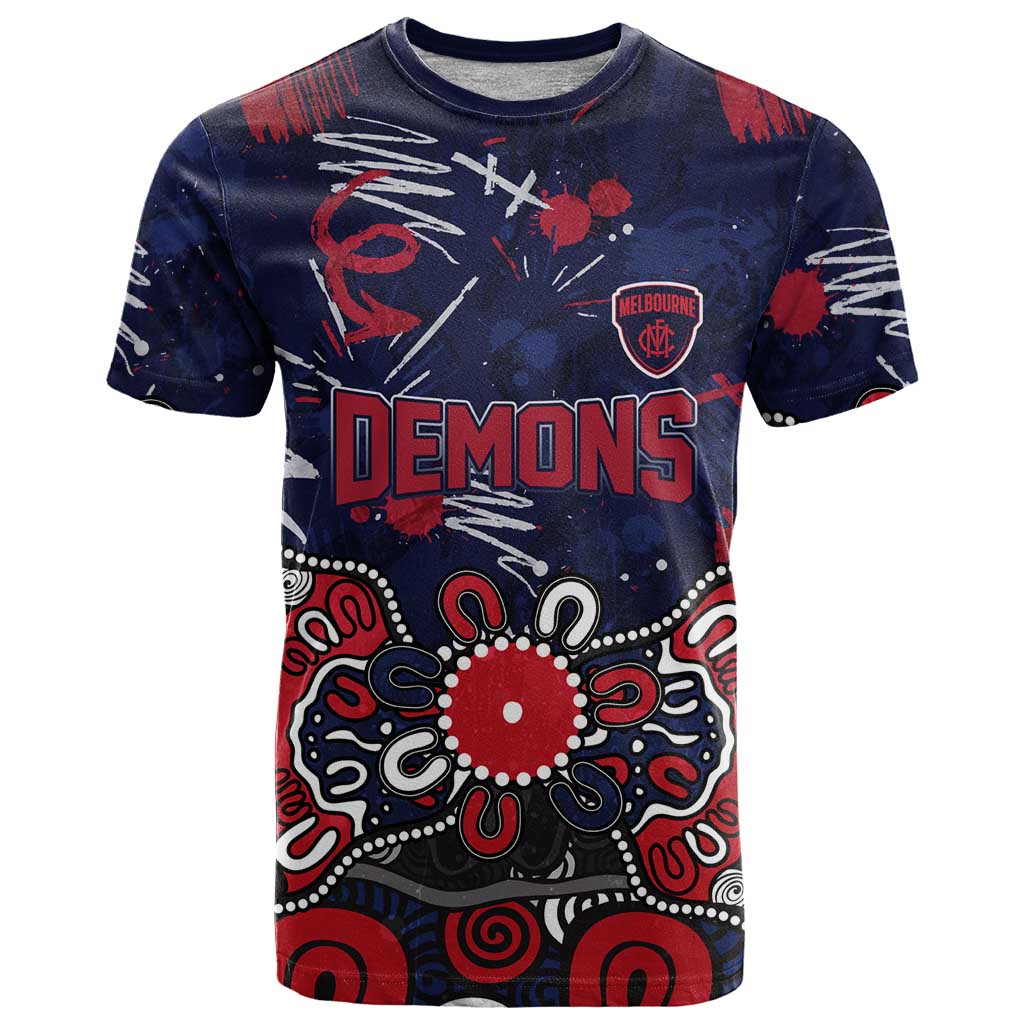 Personalized Melbourne Demons T Shirt Aboriginal Dot Painting Graffiti Style