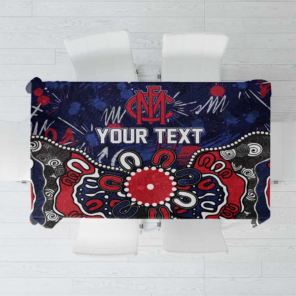 Personalized Melbourne Demons Tablecloth Aboriginal Dot Painting Graffiti Style
