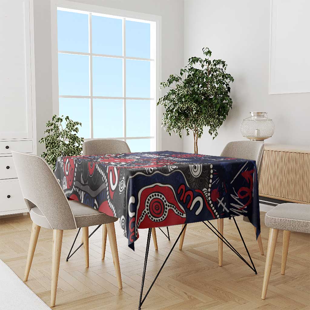 Personalized Melbourne Demons Tablecloth Aboriginal Dot Painting Graffiti Style