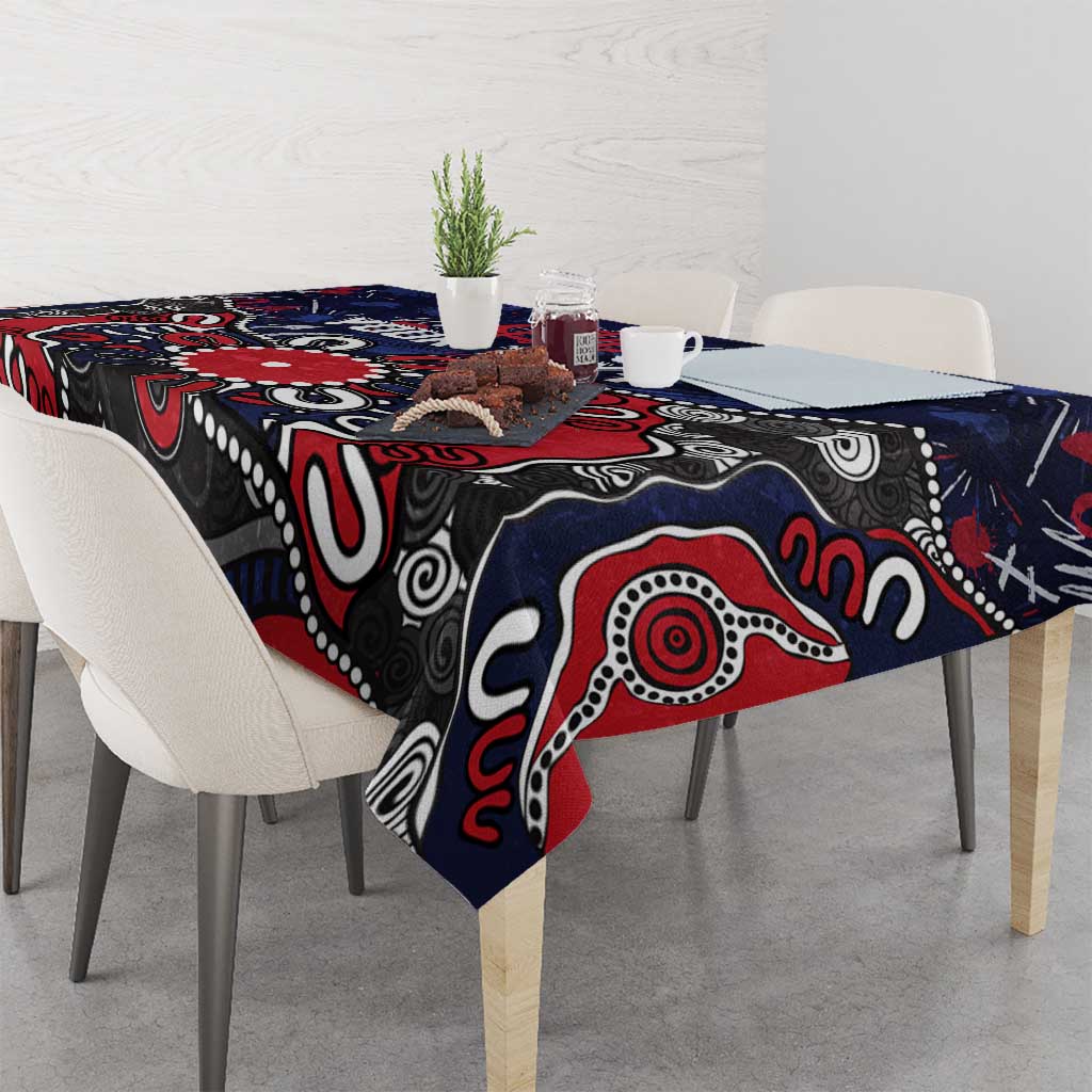 Personalized Melbourne Demons Tablecloth Aboriginal Dot Painting Graffiti Style