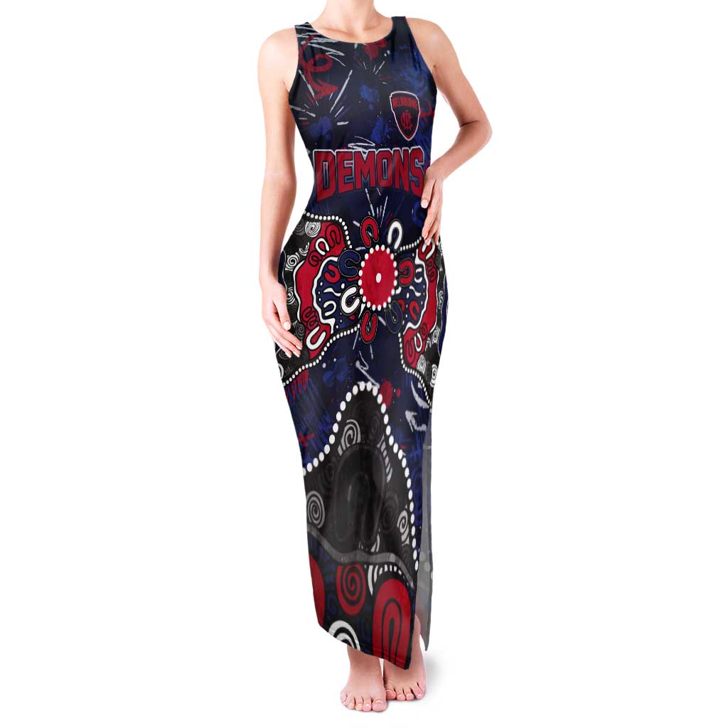 Personalized Melbourne Demons Tank Maxi Dress Aboriginal Dot Painting Graffiti Style