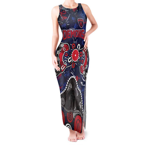Personalized Melbourne Demons Tank Maxi Dress Aboriginal Dot Painting Graffiti Style