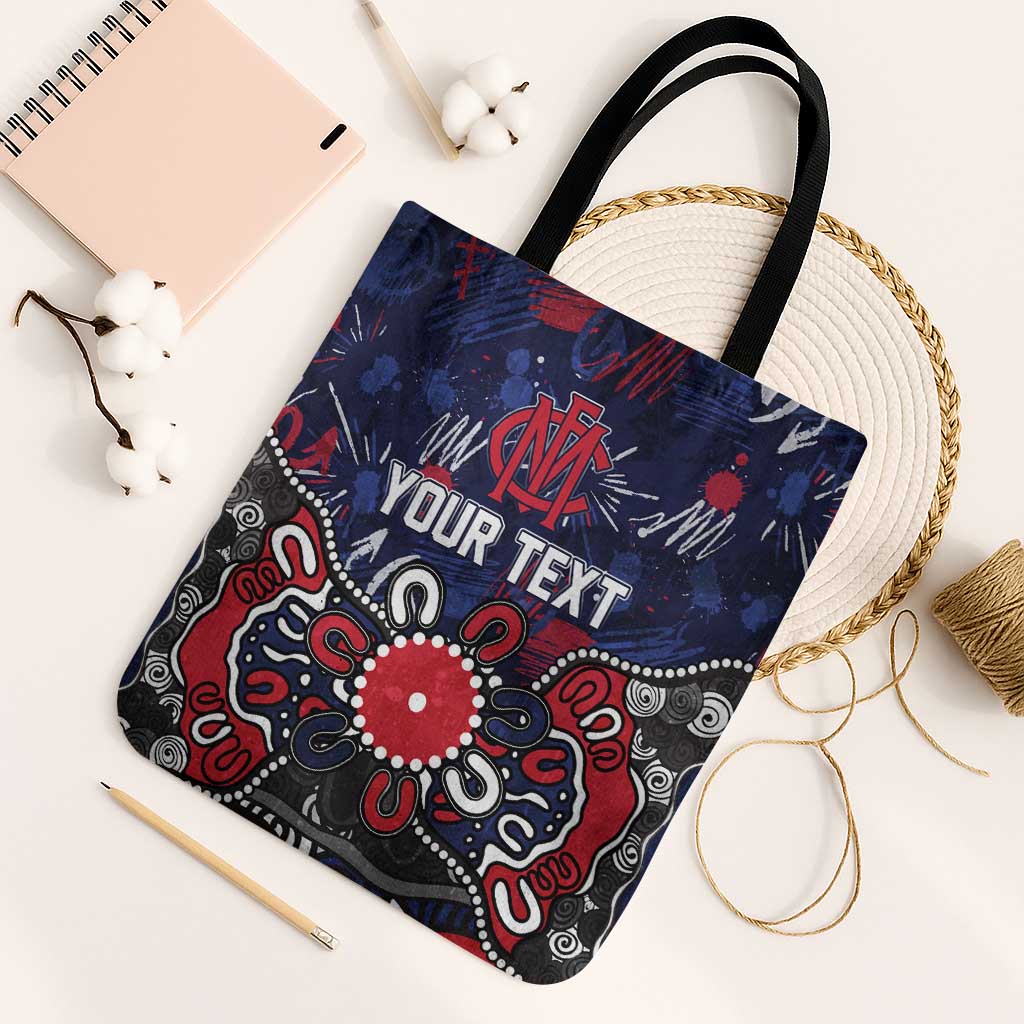 Personalized Melbourne Demons Tote Bag Aboriginal Dot Painting Graffiti Style