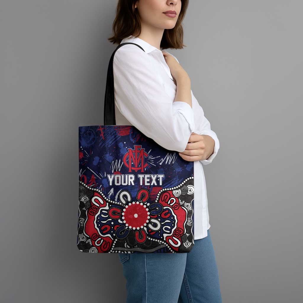 Personalized Melbourne Demons Tote Bag Aboriginal Dot Painting Graffiti Style
