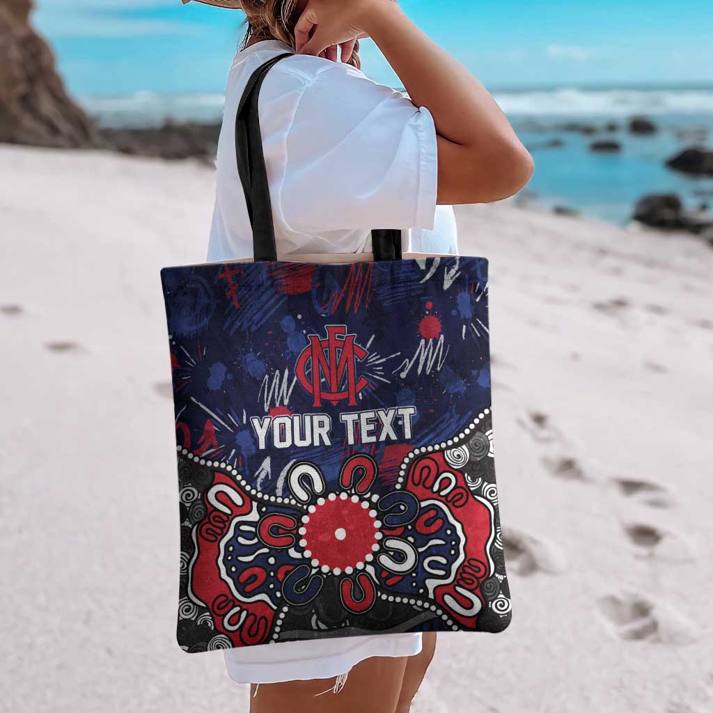 Personalized Melbourne Demons Tote Bag Aboriginal Dot Painting Graffiti Style