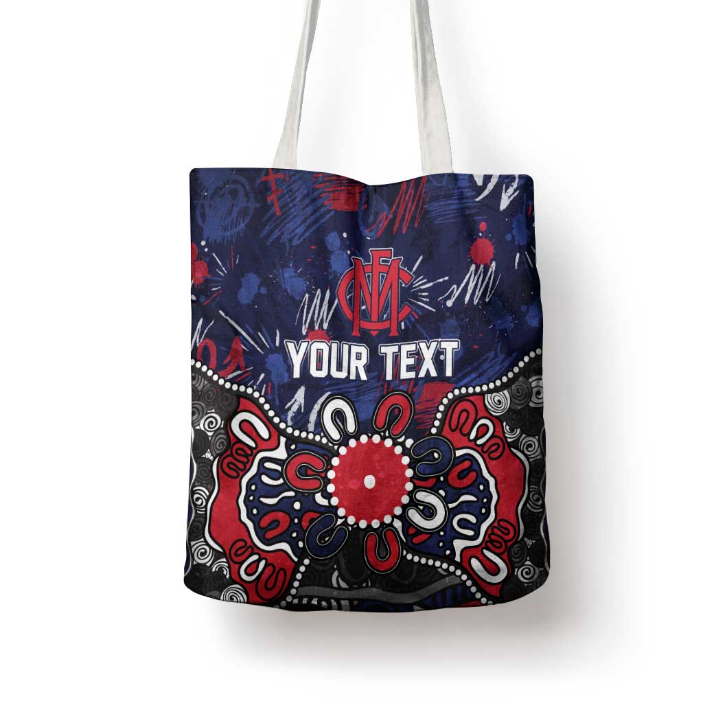 Personalized Melbourne Demons Tote Bag Aboriginal Dot Painting Graffiti Style