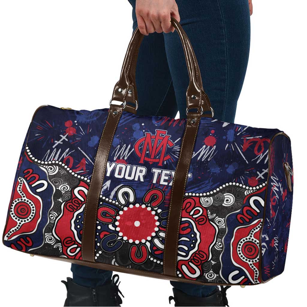 Personalized Melbourne Demons Travel Bag Aboriginal Dot Painting Graffiti Style