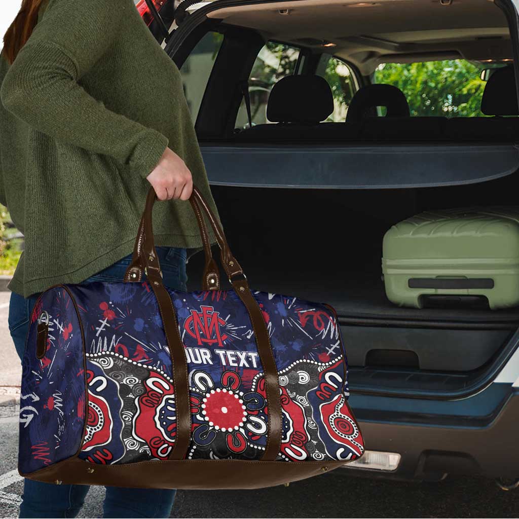 Personalized Melbourne Demons Travel Bag Aboriginal Dot Painting Graffiti Style