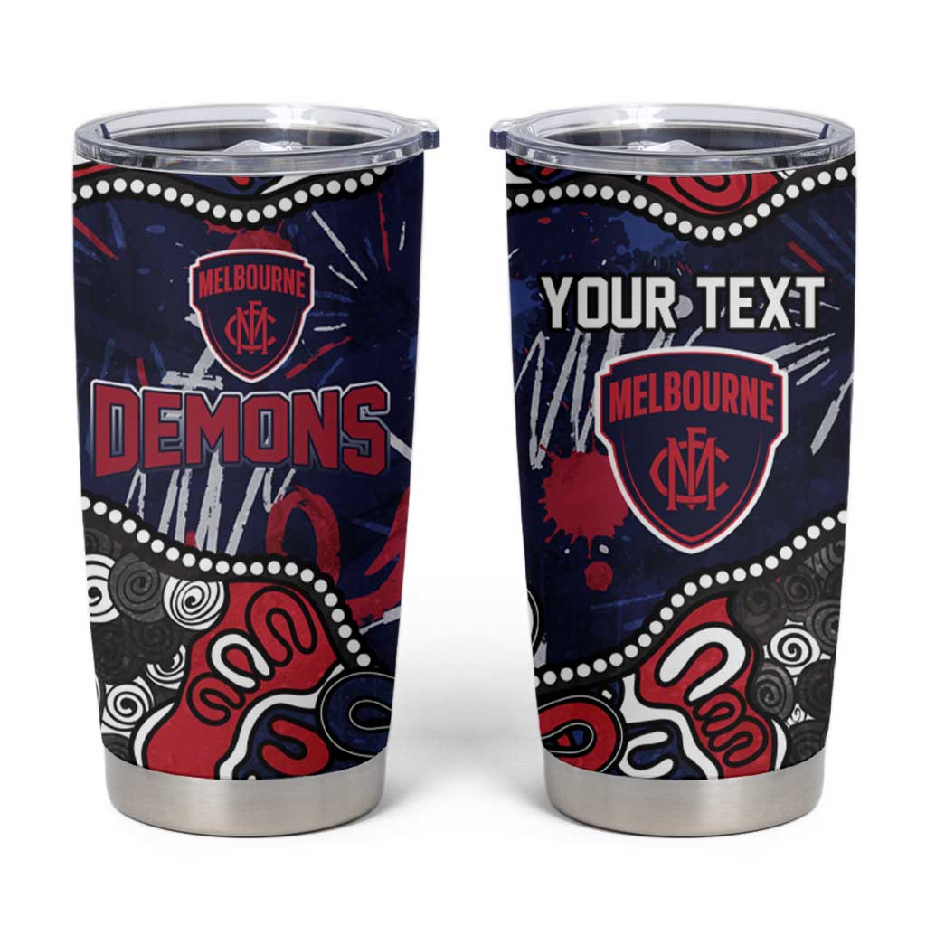 Personalized Melbourne Demons Tumbler Cup Aboriginal Dot Painting Graffiti Style