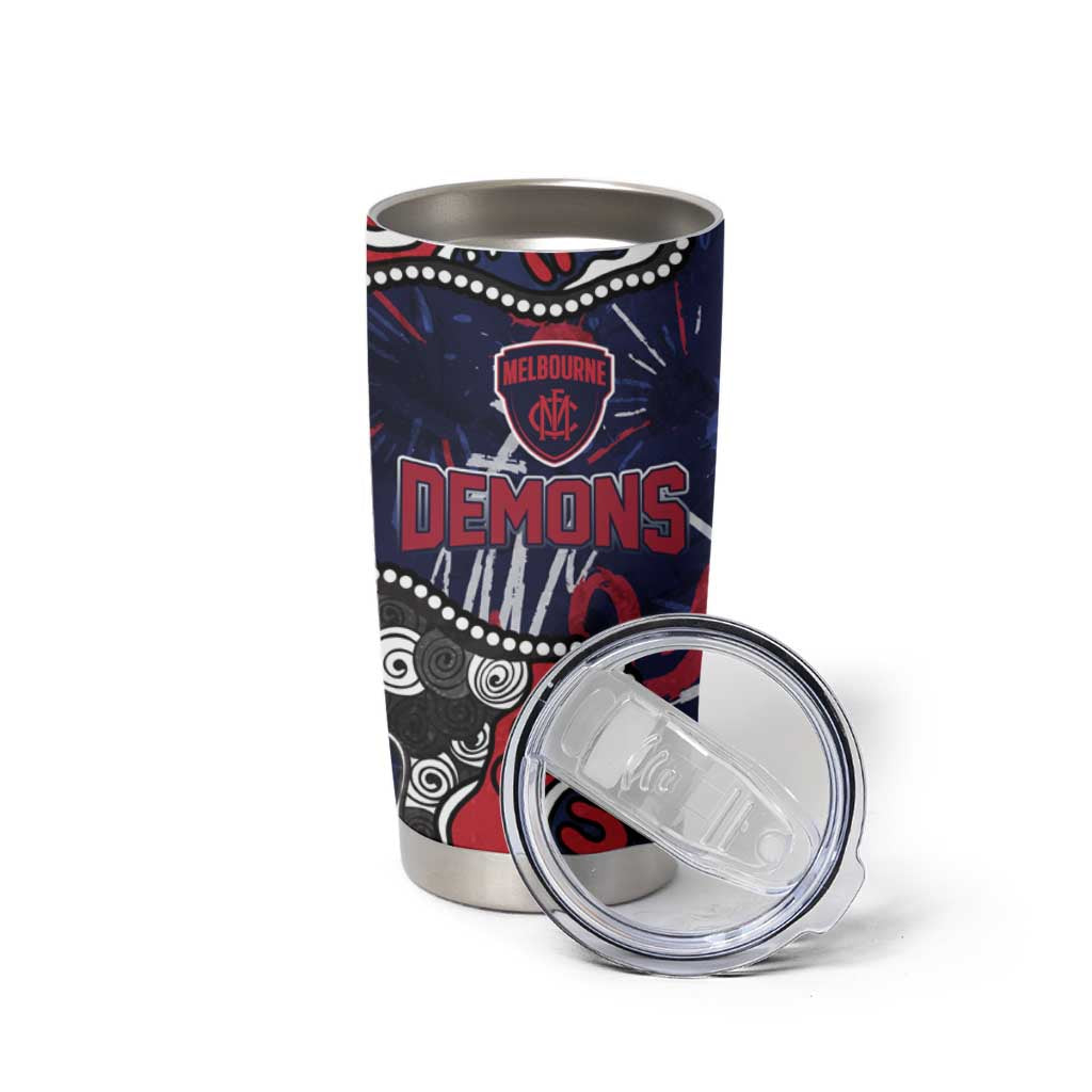 Personalized Melbourne Demons Tumbler Cup Aboriginal Dot Painting Graffiti Style
