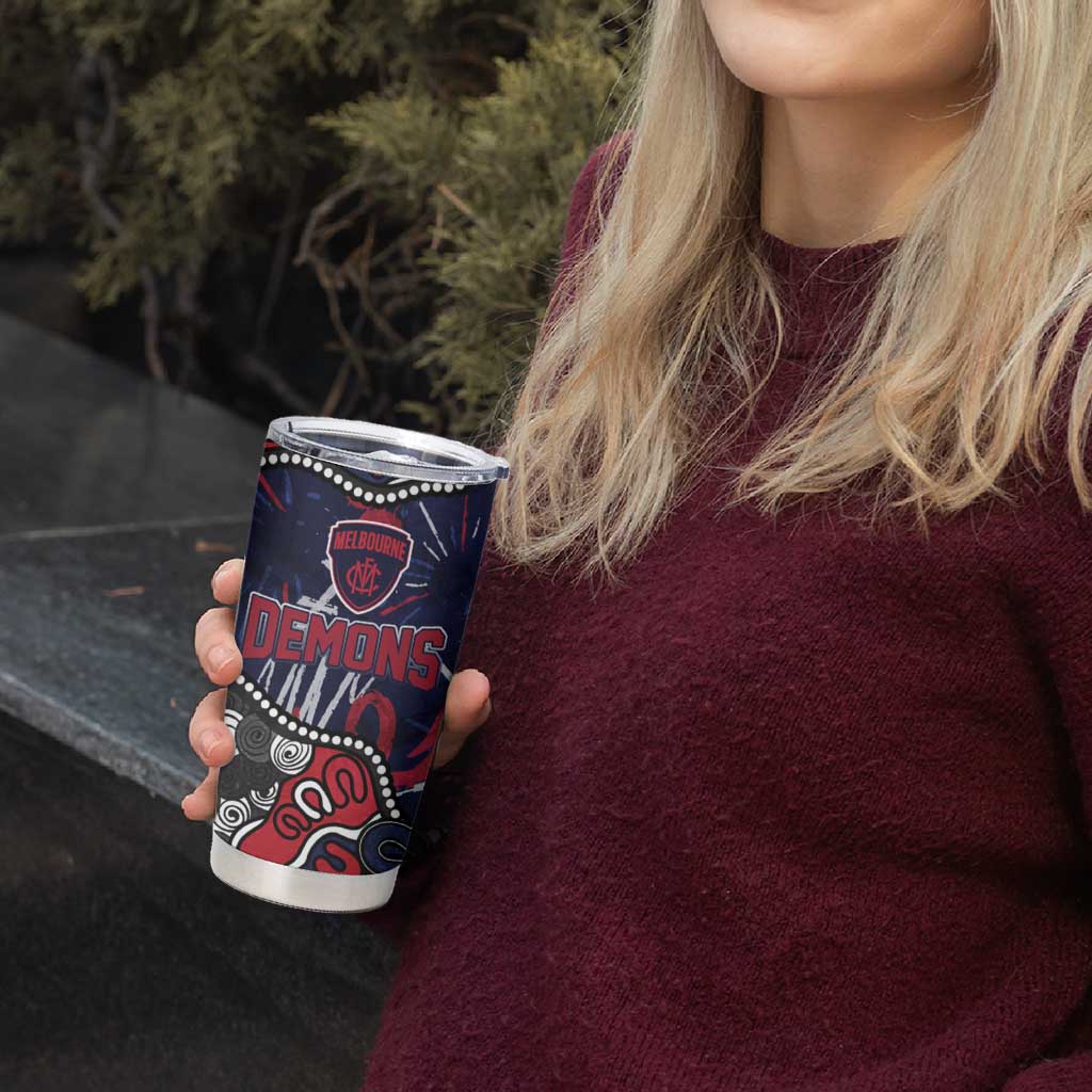 Personalized Melbourne Demons Tumbler Cup Aboriginal Dot Painting Graffiti Style