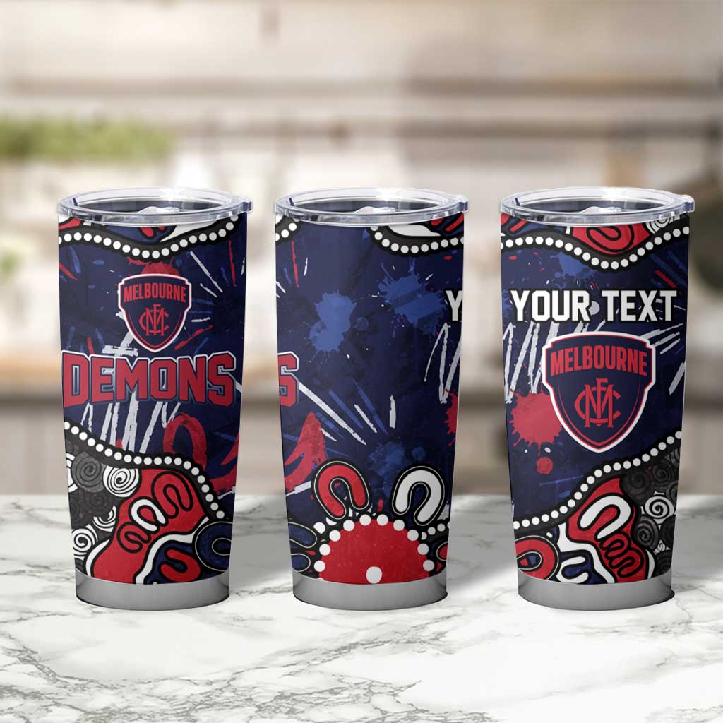 Personalized Melbourne Demons Tumbler Cup Aboriginal Dot Painting Graffiti Style