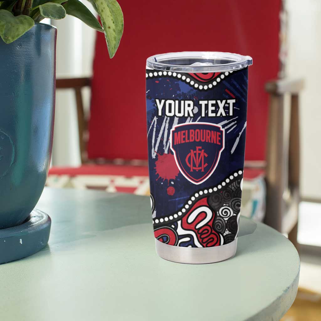 Personalized Melbourne Demons Tumbler Cup Aboriginal Dot Painting Graffiti Style