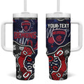Personalized Melbourne Demons Tumbler With Handle Aboriginal Dot Painting Graffiti Style