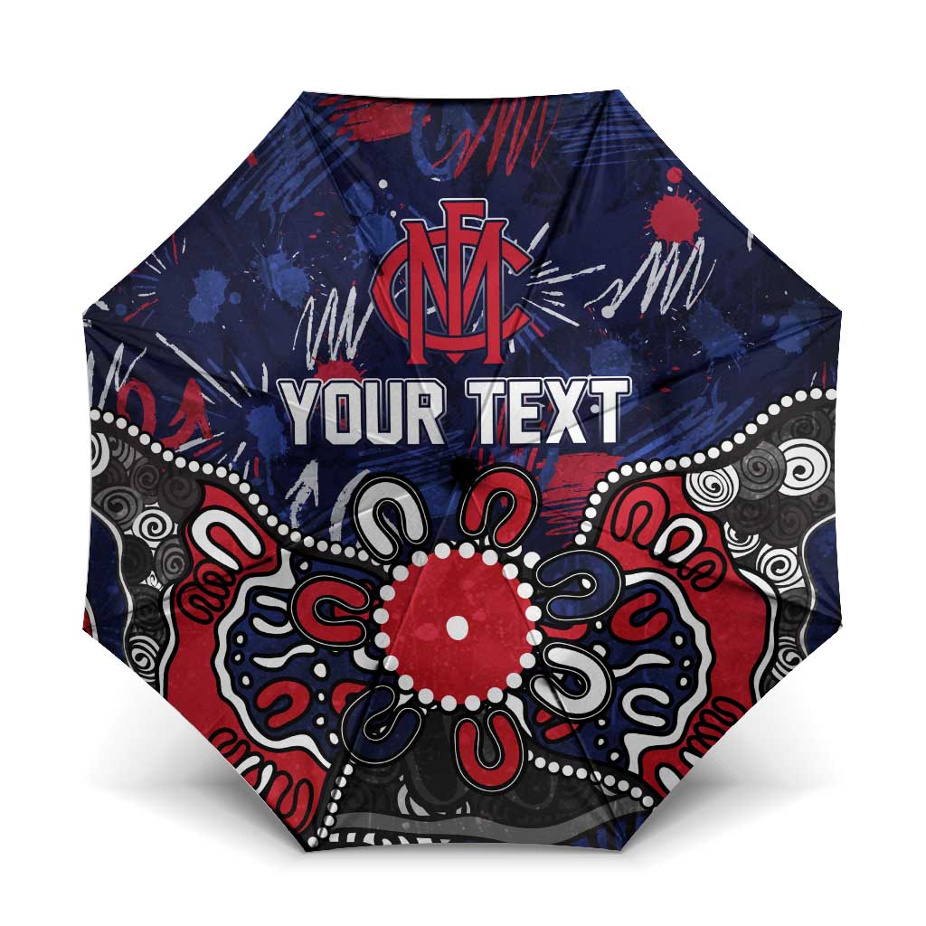 Personalized Melbourne Demons Umbrella Aboriginal Dot Painting Graffiti Style